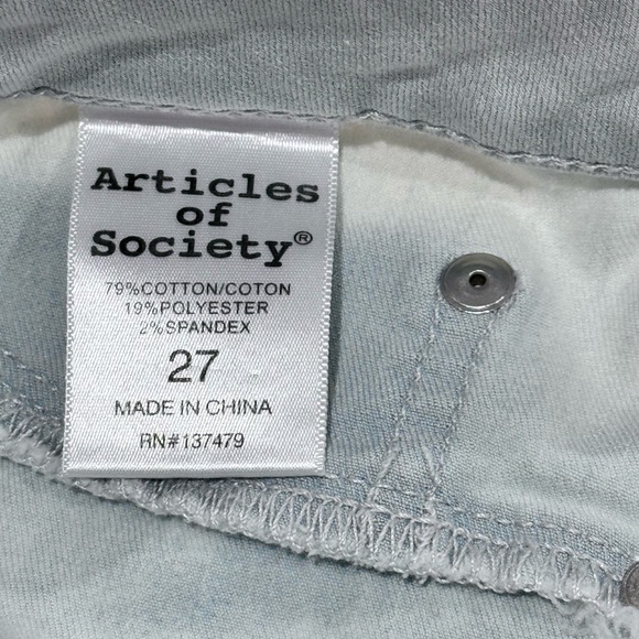 ARTICLES OF SOCIETY distressed light stone wash jeans size 27 - Picture 12 of 15